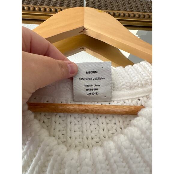 Women’s Varley Gracie Chunky Knit Textired Sweater Fisherman size M Quiet Luxury - Picture 6 of 8